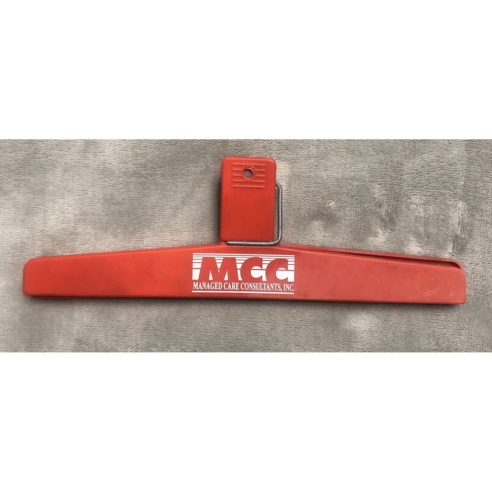 Vintage MCC Menaged Care‎ Consultants Board File Bag Clip Red Plastic 8 in